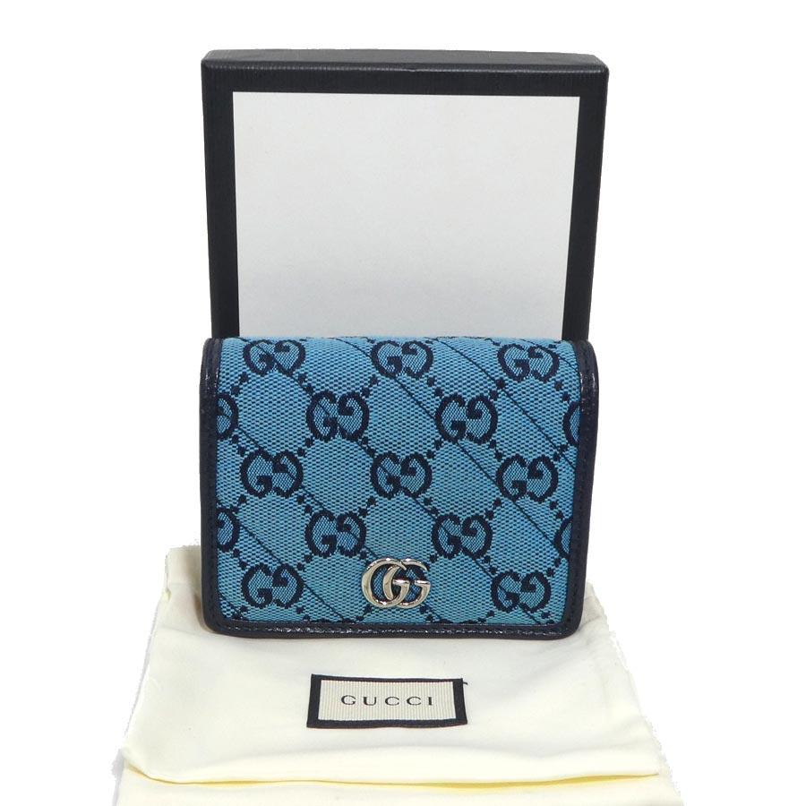 【新品未使用】GUCCI 二つ折り財布　GGキャンバス　水色&ホワイト GUCCI（グッチ） 二つ折り財布 GGキャンバス ブルー/ピンク : ブランド