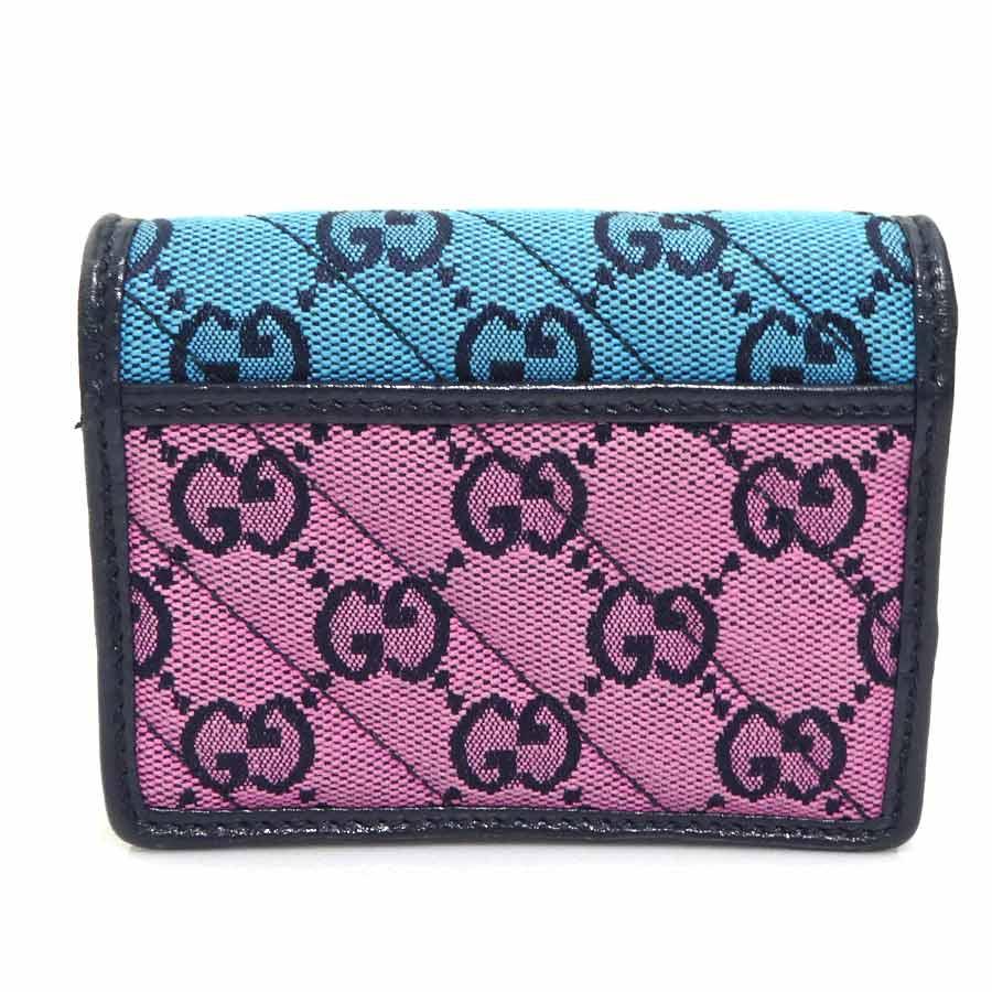 GUCCI（グッチ） 二つ折り財布 GGキャンバス ブルー/ピンク : ブランド