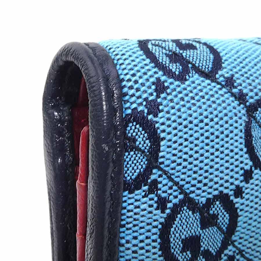 GUCCI（グッチ） 二つ折り財布 GGキャンバス ブルー/ピンク : ブランド