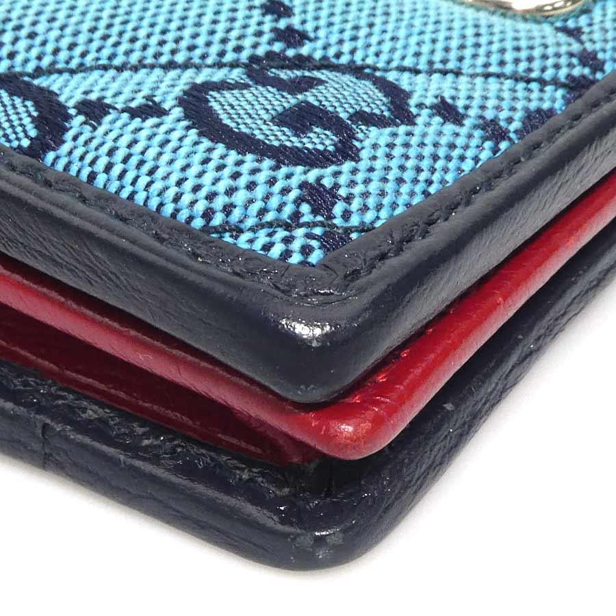 GUCCI（グッチ） 二つ折り財布 GGキャンバス ブルー/ピンク : ブランド