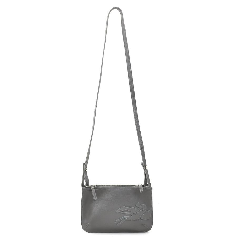 LONGCHAMP（ロンシャン） ショルダーバッグ レザー グレー : ブランド 