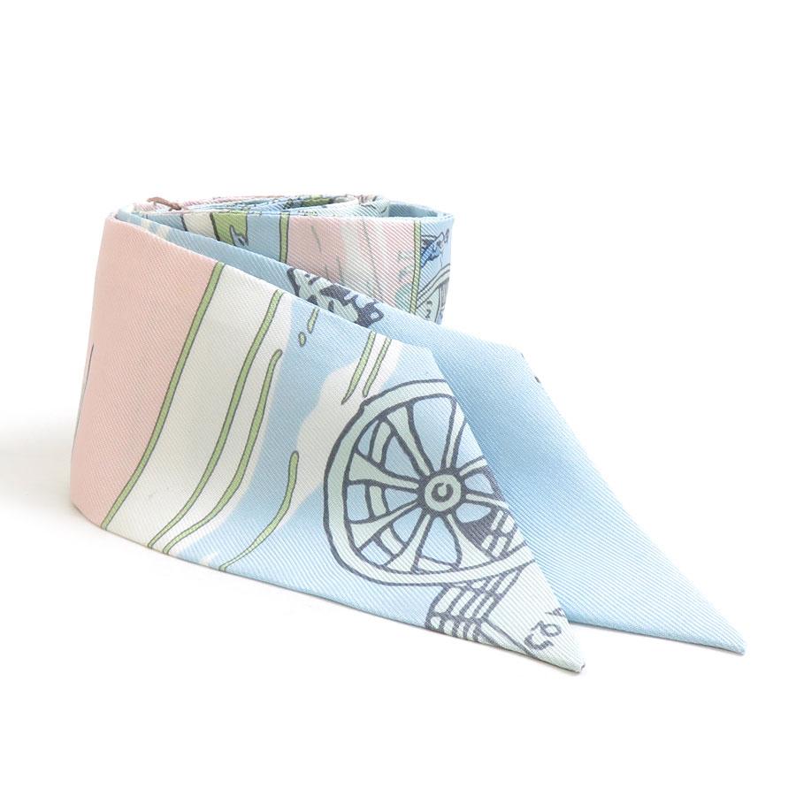 HERMES（エルメス） スカーフ ツイリー シルク ライトブルー系