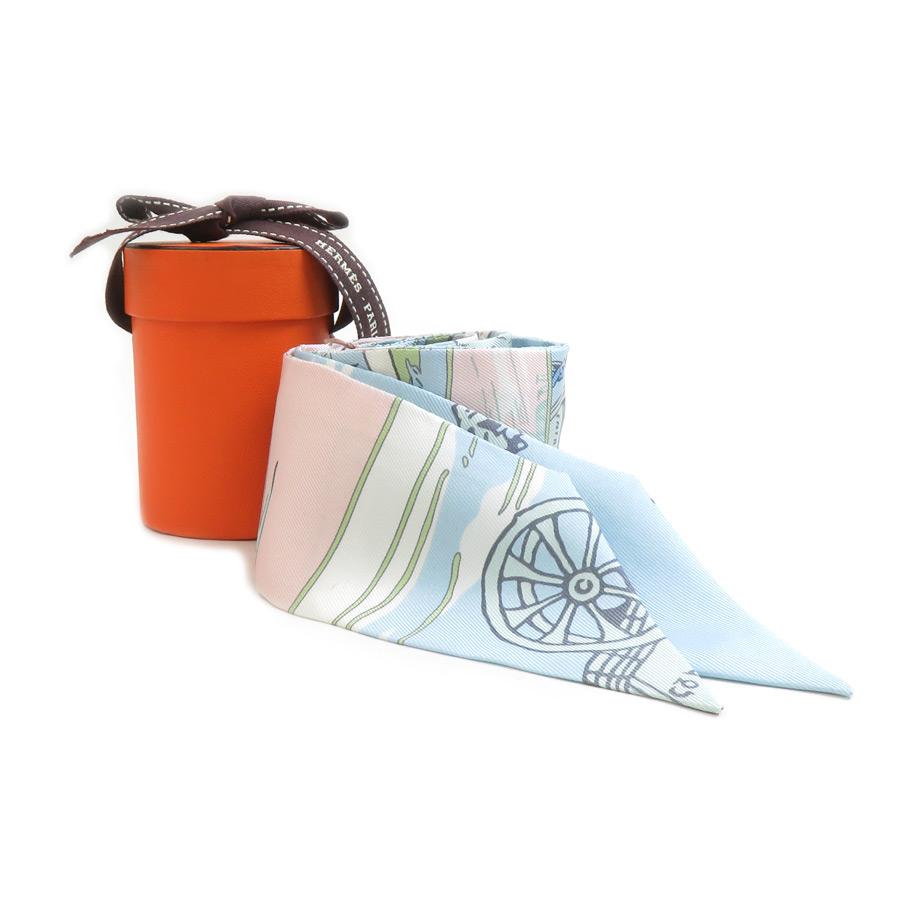 HERMES（エルメス） スカーフ ツイリー シルク ライトブルー系
