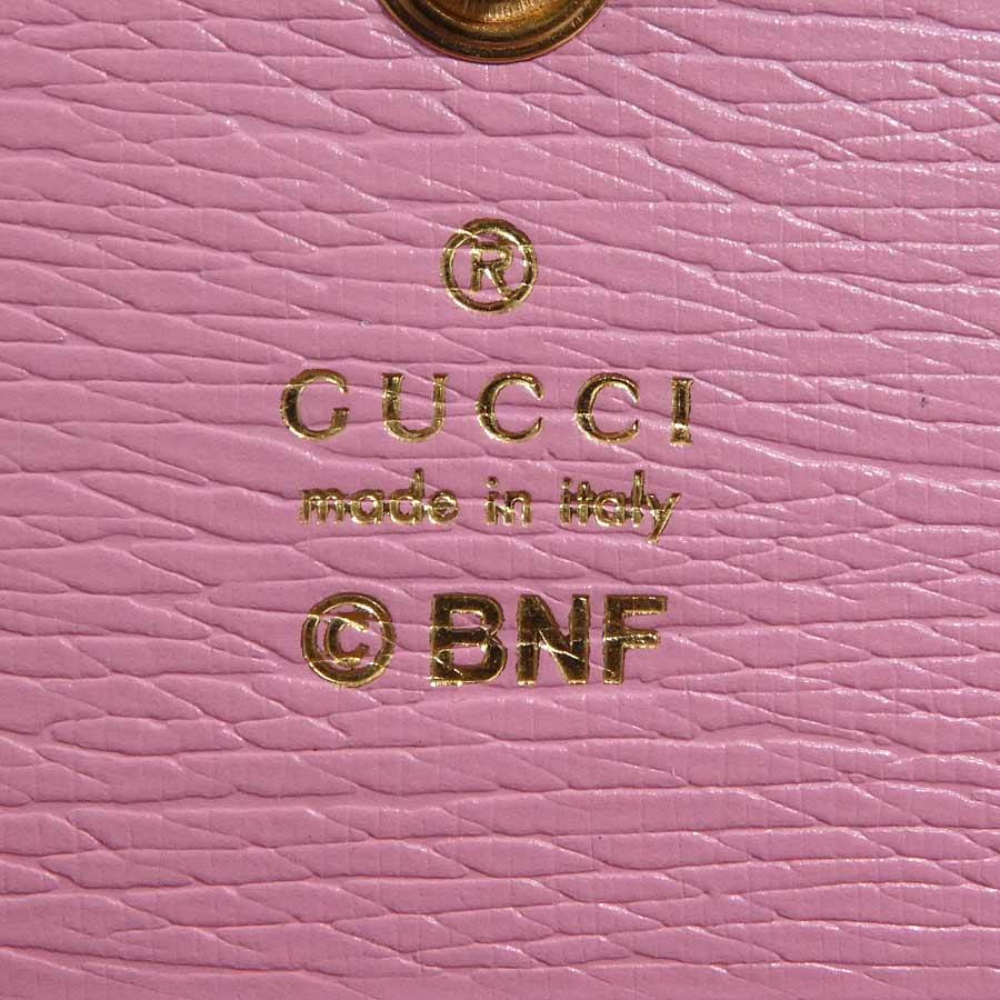 GUCCI（グッチ） 二つ折り財布 ばなにゃ レザー ピンク : ブランド