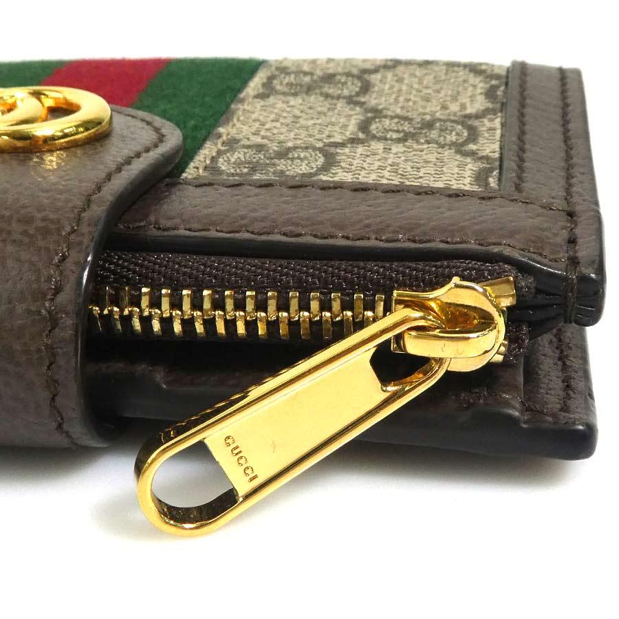 GUCCI（グッチ） 二つ折り財布 GGスプリームキャンバス ブラウン