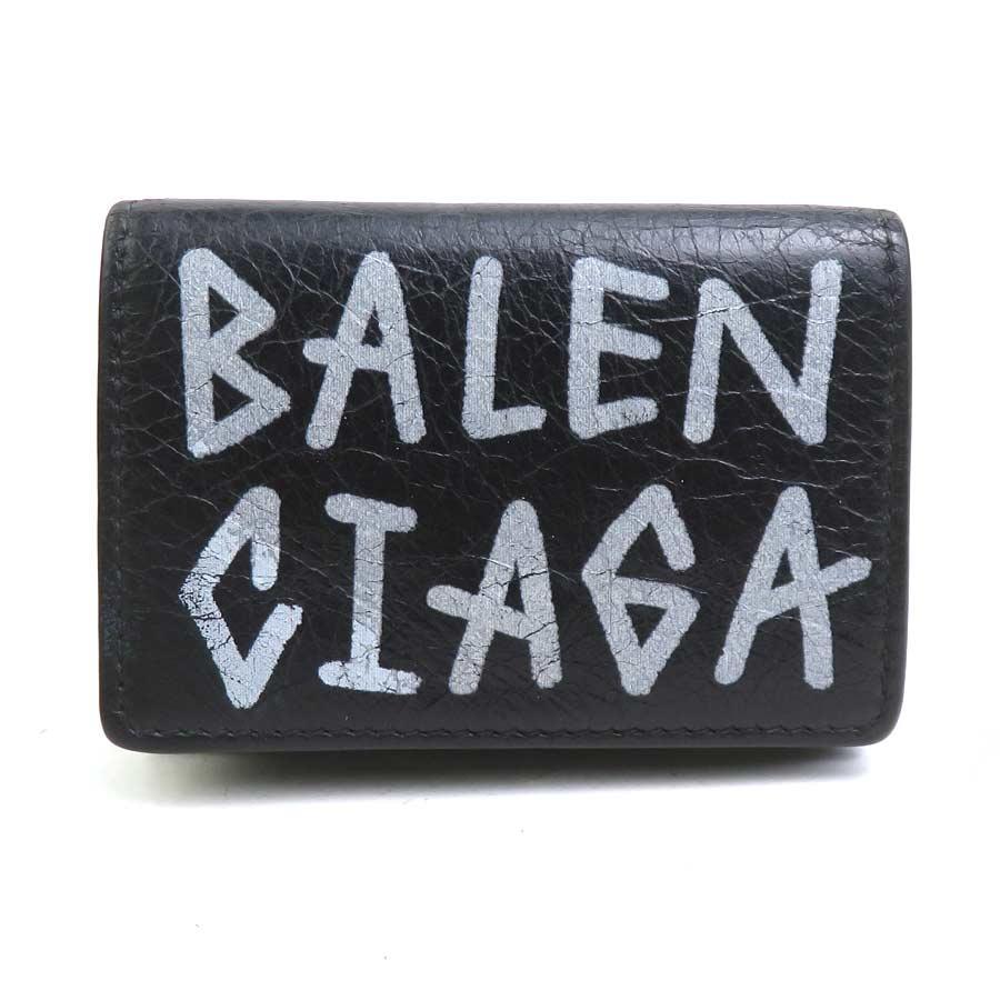 BALENCIAGA（バレンシアガ） 三つ折り財布 レザー ブラック : ブランド