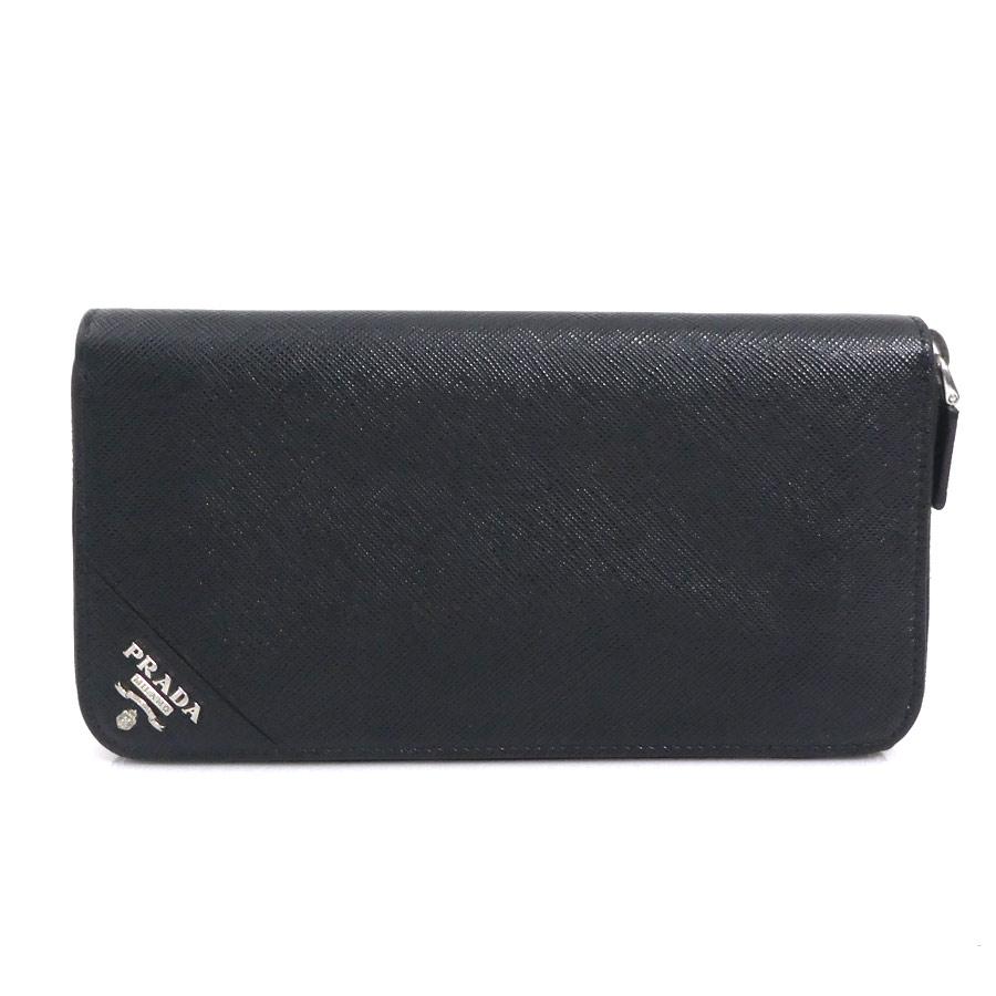 PRADA（プラダ） ラウンドファスナー長財布 レザー ブラック