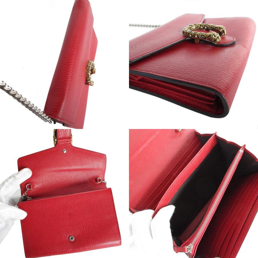 GUCCI グッチ チェーンウォレット デュオニュソス レザー レッド