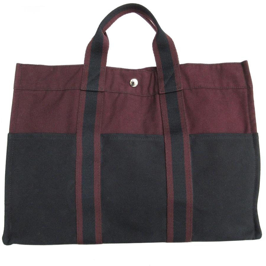 HERMES エルメス　フールトゥMM　トートバッグ　 ボルドー/ブラック HERMES（エルメス） ハンドバッグ トートバッグ フールトゥ MM