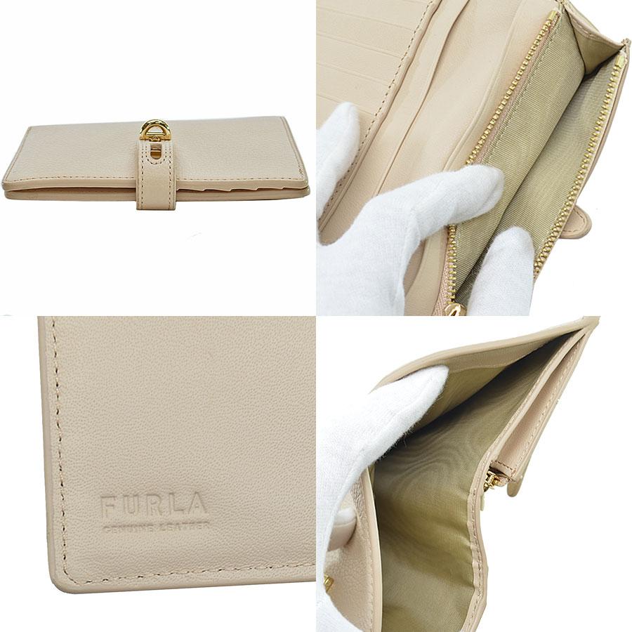 FURLA フルラ Furla 二つ折り財布 レザー/合金 ライトベージュ