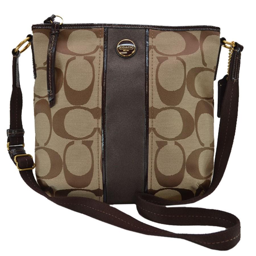 COACH パテントレザー ショルダーバッグ ダークブラウン COACH（コーチ） ショルダーバッグ シグネチャー キャンバスxパテント