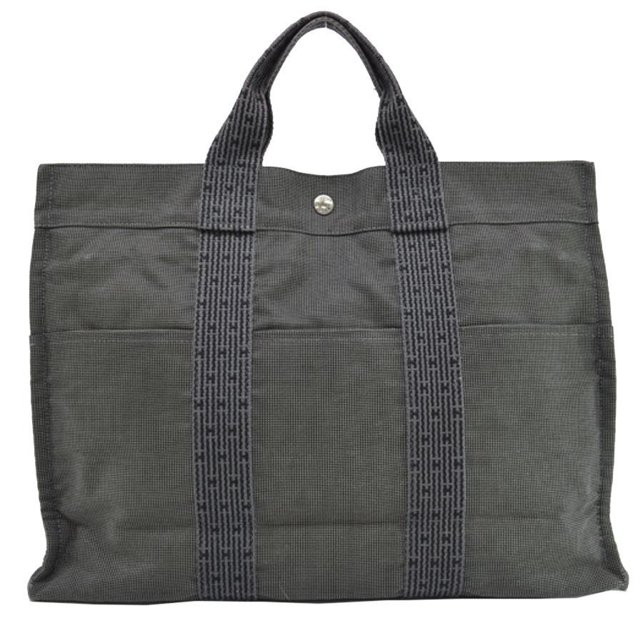 HERMES グレー キャンバス ビジネスバッグ HERMES◇トートバッグ/キャンバス/GRY