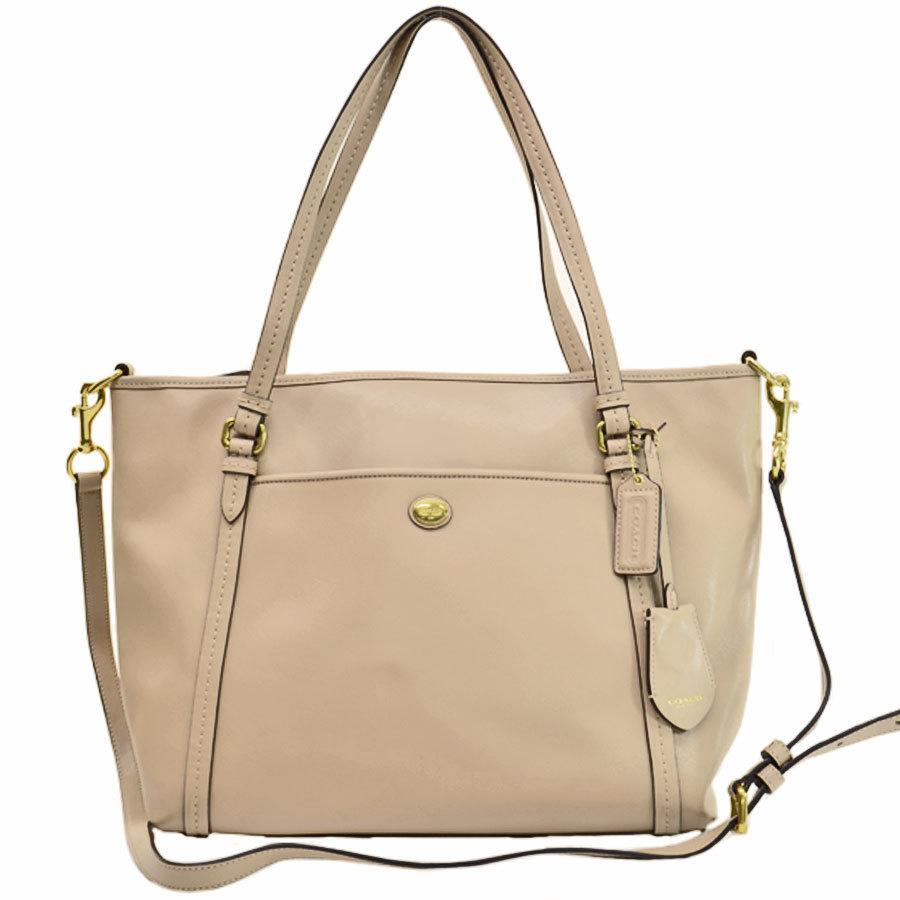 COACH（コーチ） バッグ レザーx金属素材 ベージュxゴールド 定番 