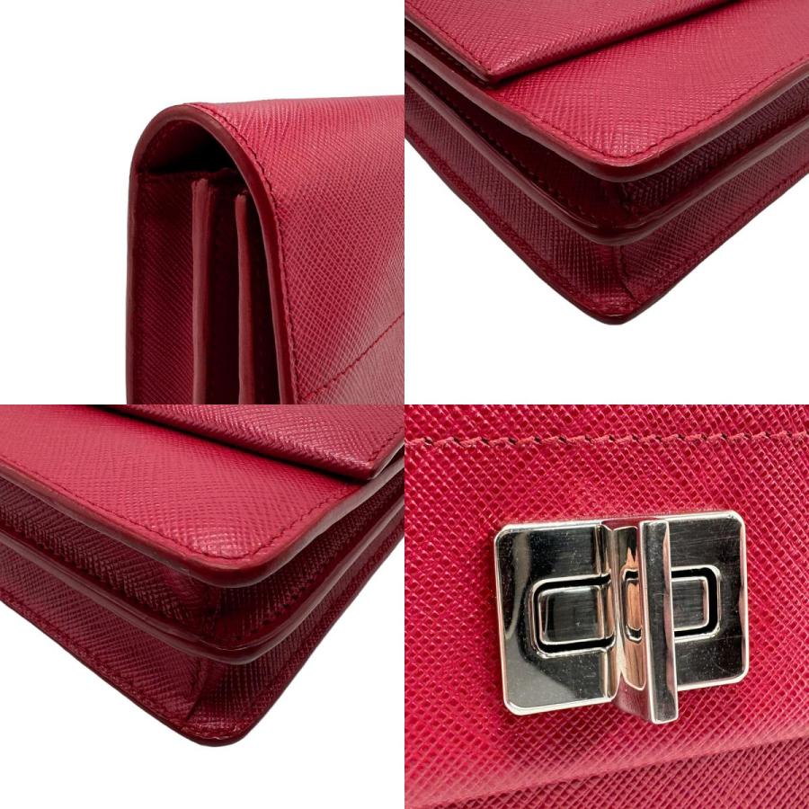 PRADA エピレザー レッドショルダーウォレット PRADA（プラダ） ショルダーウォレット レザー レッド : ブランド
