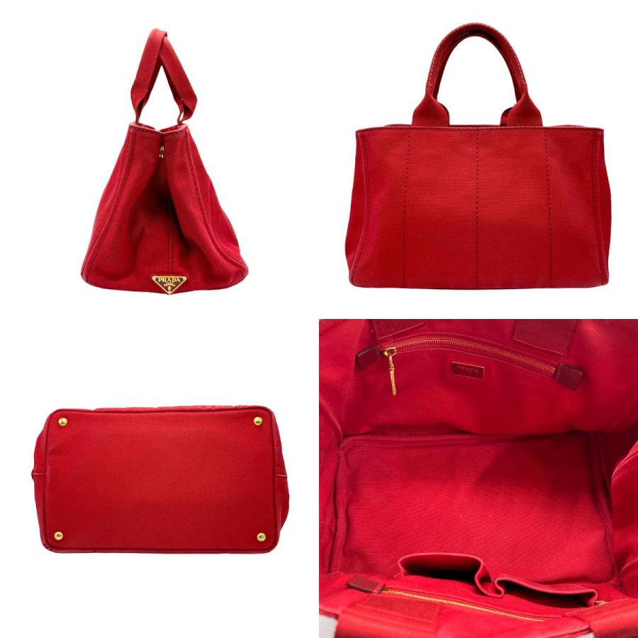 PRADA（プラダ） ハンドバッグ トートバッグ カナパ キャンバス レッド