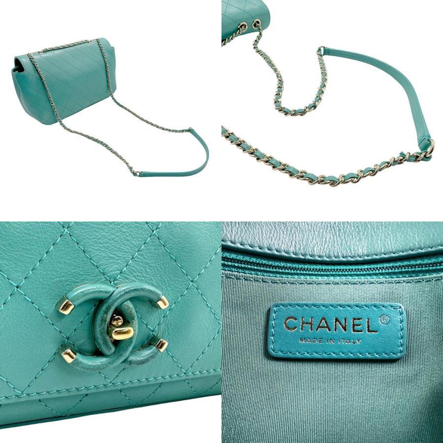 CHANEL シャネル ショルダーバッグ レザー ミントグリーン CHANEL シャネル ショルダーバッグ レザー ミントグリーン