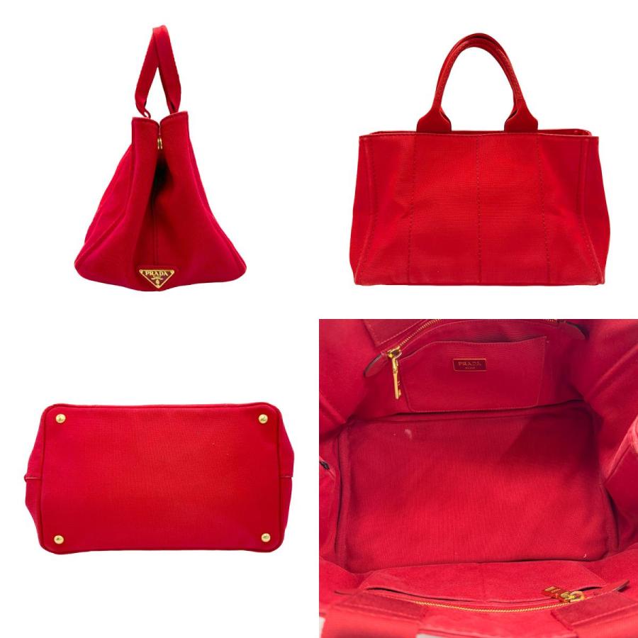 PRADA（プラダ） ハンドバッグ トートバッグ カナパ キャンバス レッド