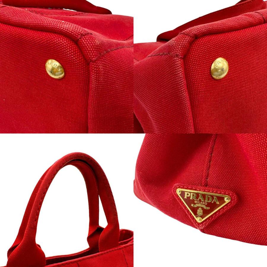 PRADA（プラダ） ハンドバッグ トートバッグ カナパ キャンバス レッド
