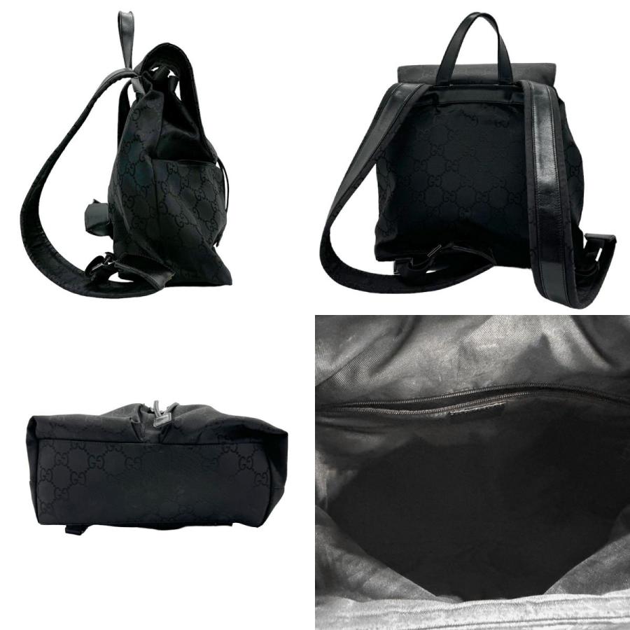 専用 グッチ リュックサック バックパック ナイロン レザー 黒 ブラック GUCCI（グッチ） リュック ナイロン/レザー ブラック : ブランド
