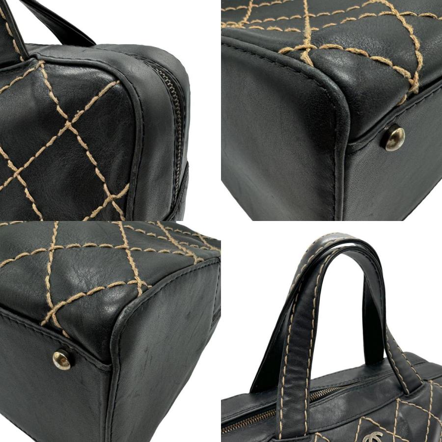 明日までお値下げ　CHANEL ブラックレザー ハンドバッグ CHANEL（シャネル） ハンドバッグ ワイルドステッチ レザー ブラック