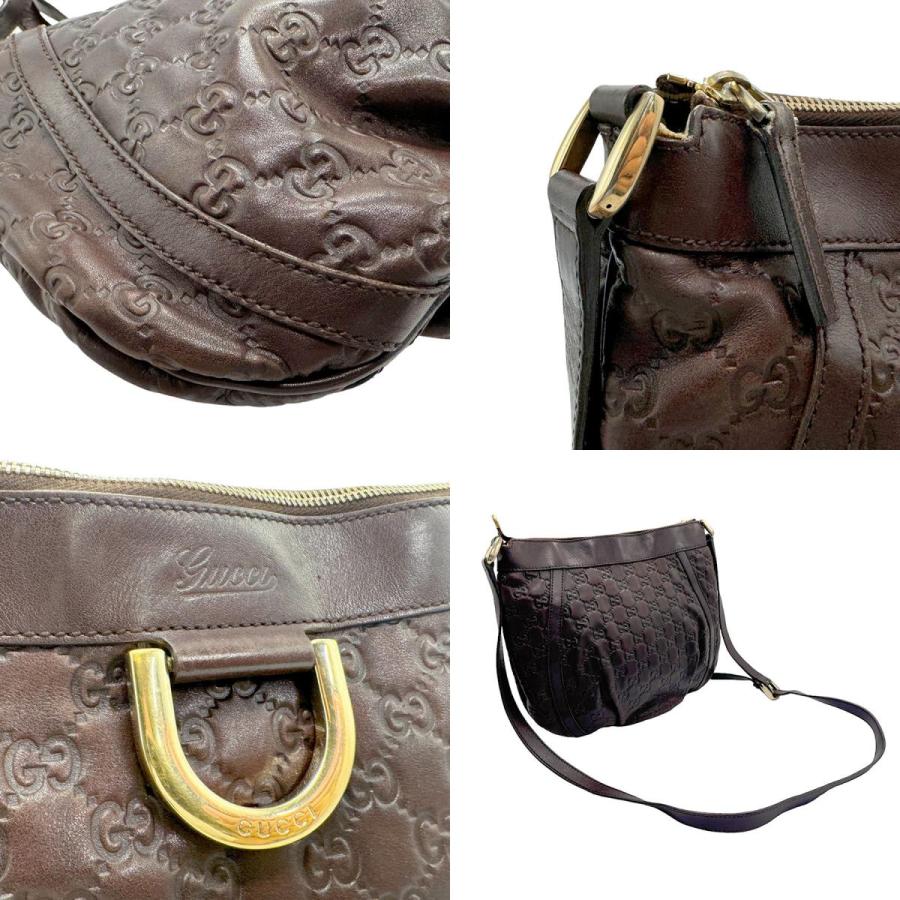 激レア グッチ ショルダーバッグ 本革 レザー 斜め掛け ブラウン GUCCI GUCCI（グッチ） 斜め掛けショルダーバッグ グッチシマ レザー ダーク