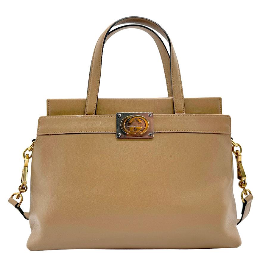 GUCCI ベージュ レザーハンドバッグ GUCCI（グッチ） ハンドバッグ ショルダーバッグ レザー ベージュ