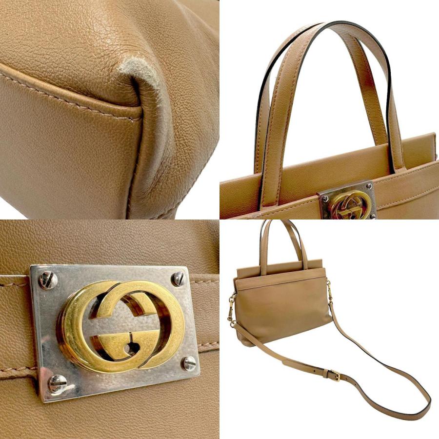 GUCCI（グッチ） ハンドバッグ ショルダーバッグ レザー ベージュ