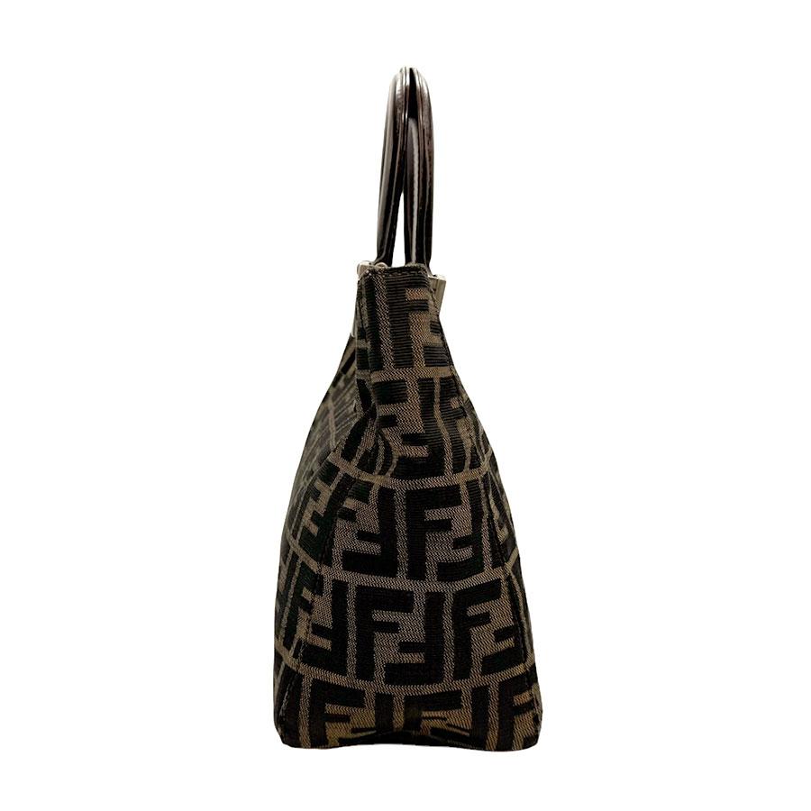 美品 フェンディ キャンバス ハンドバッグ ズッカ ブラウン FENDI（フェンディ） ハンドバッグ ズッカ キャンバス/レザー ブラウン
