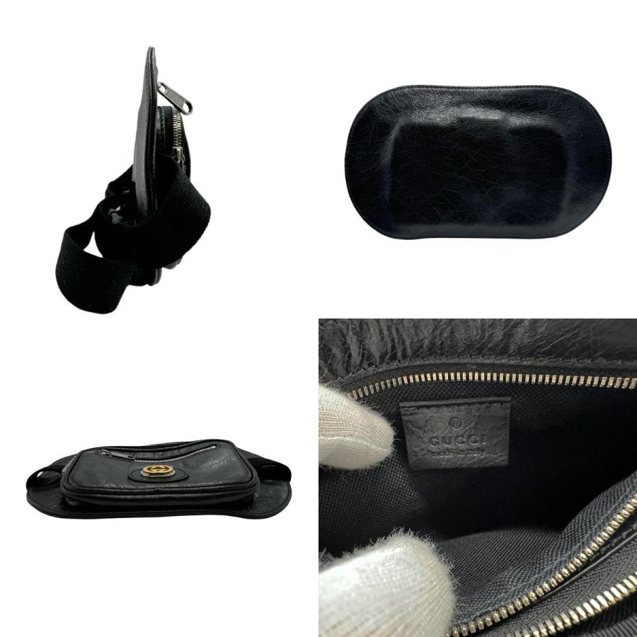GUCCI ブラックレザーボディバッグ GUCCI（グッチ） ウエストバッグ ベルトバッグ ボディバッグ インター
