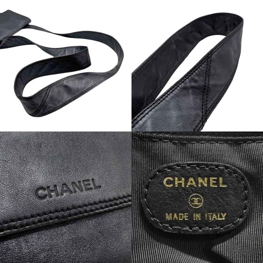 CHANEL シャネル ショルダーバッグ レザー メタリックグレー