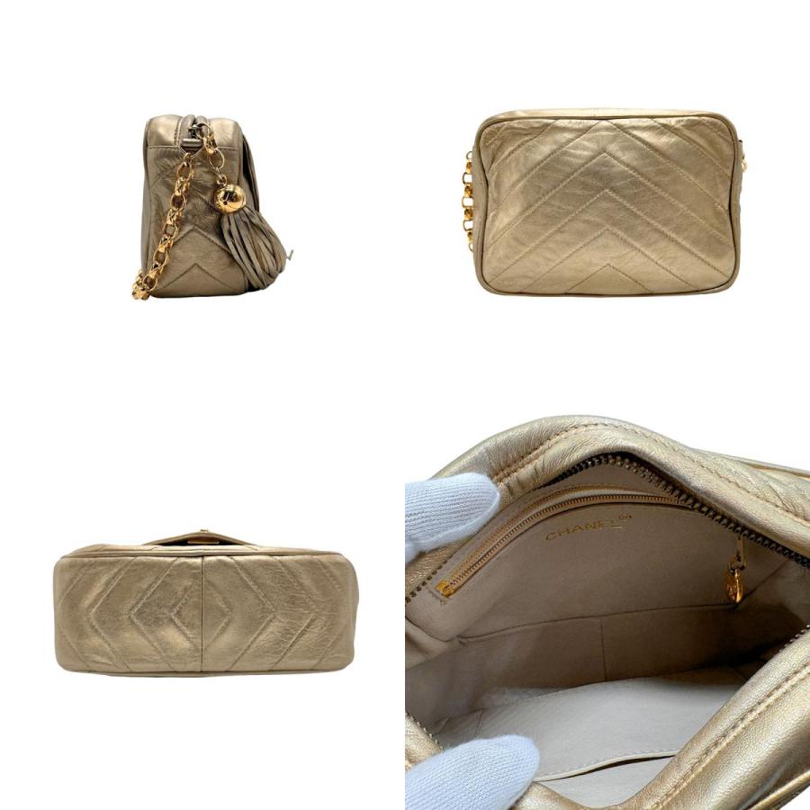 CHANEL（シャネル） ショルダーバッグ Vステッチ レザー ゴールド
