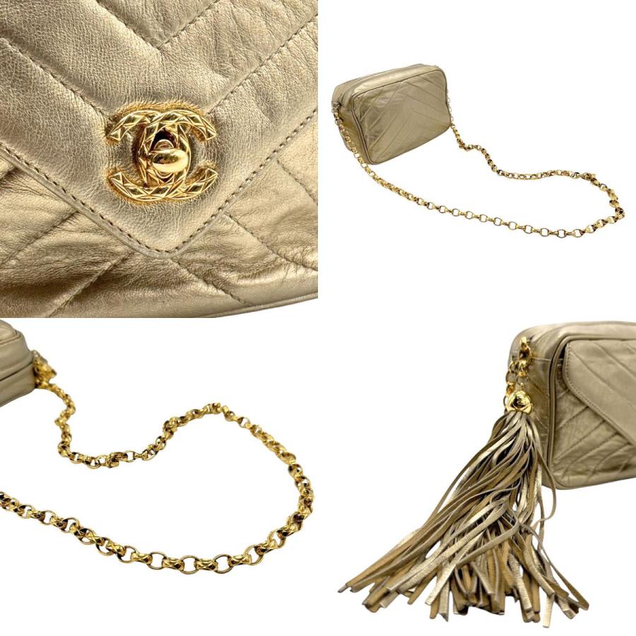 CHANEL（シャネル） ショルダーバッグ Vステッチ レザー ゴールド