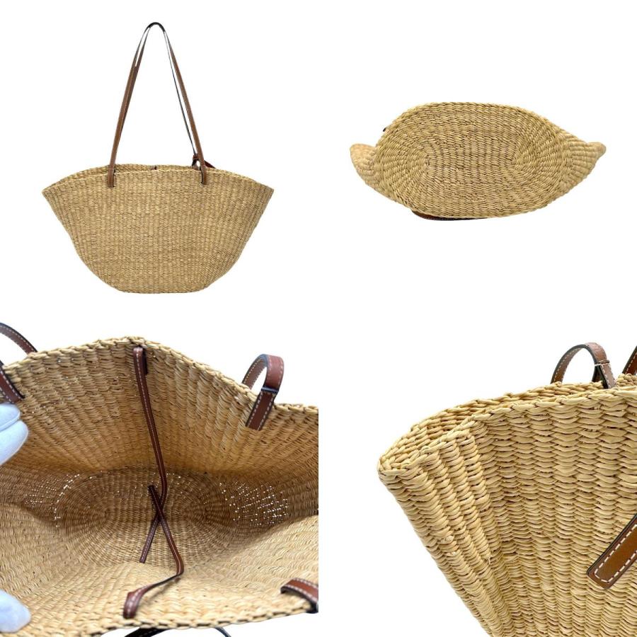 LOEWE（ロエベ） ハンドバッグ かごバッグ シェル ストロー/レザー