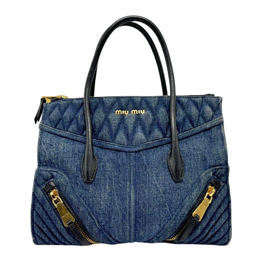 ミュウミュウ MIUMIU ハンドバッグ デニム バイカー デニム/レザー 