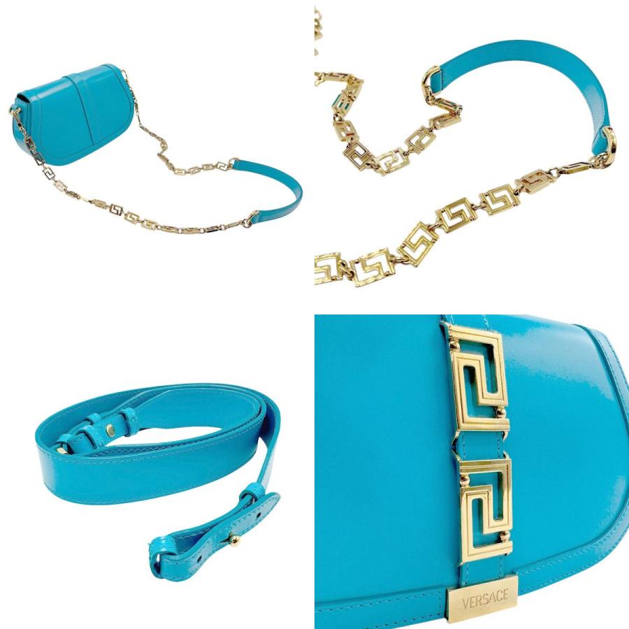 Versace　ショルダーバッグ　レザー　ブルー　イタリア製 ヴェルサーチ VERSACE ショルダーバッグ レザー ブルー : ブランド