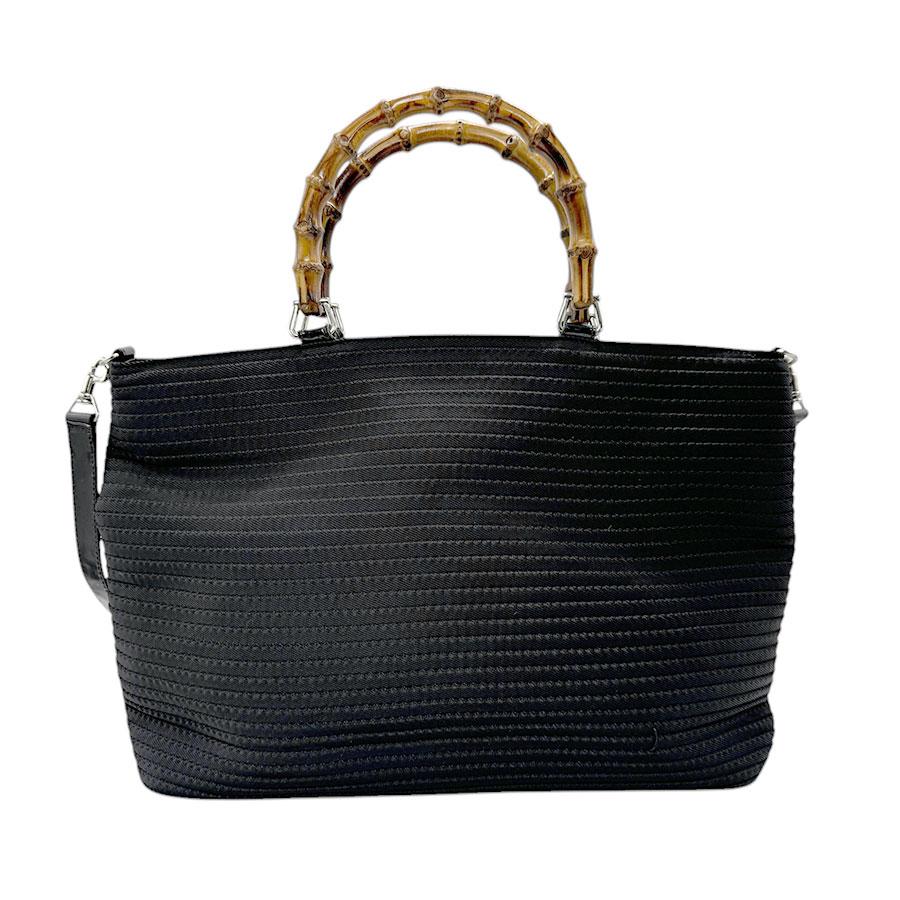 美品GUCCI グッチバンブー GG キャンバス柄ブラックレザーショルダーバッグ GUCCI グッチ ハンドバッグ ショルダーバッグ バンブー キャンバス