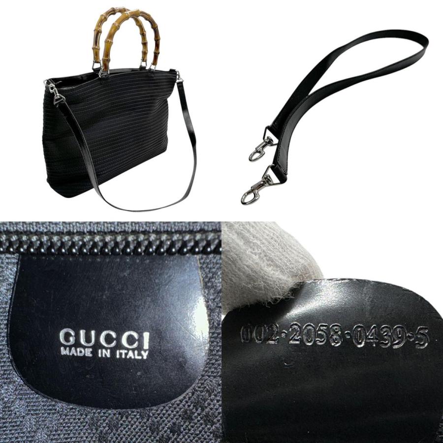 美品GUCCI グッチバンブー GG キャンバス柄ブラックレザーショルダーバッグ GUCCI グッチ ハンドバッグ ショルダーバッグ バンブー キャンバス