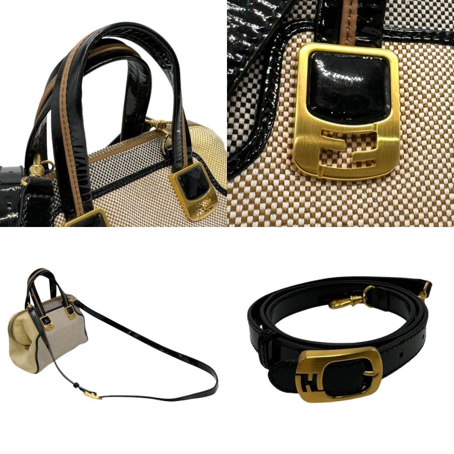 フェンディ FENDI ハンドバッグ ショルダーバッグ キャンバス/エナメル 