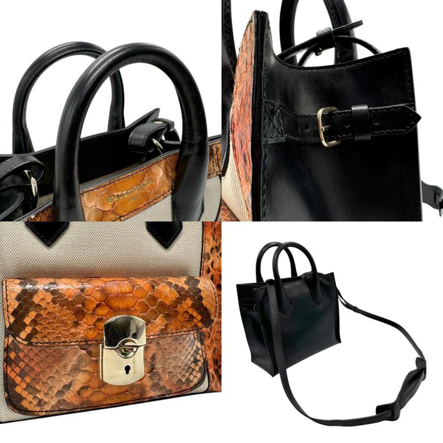 BALENCIAGA ショルダーバッグ アイボリー/ブラック キャンバス/レザー BALENCIAGA バレンシアガ ハンドバッグ ショルダーバッグ