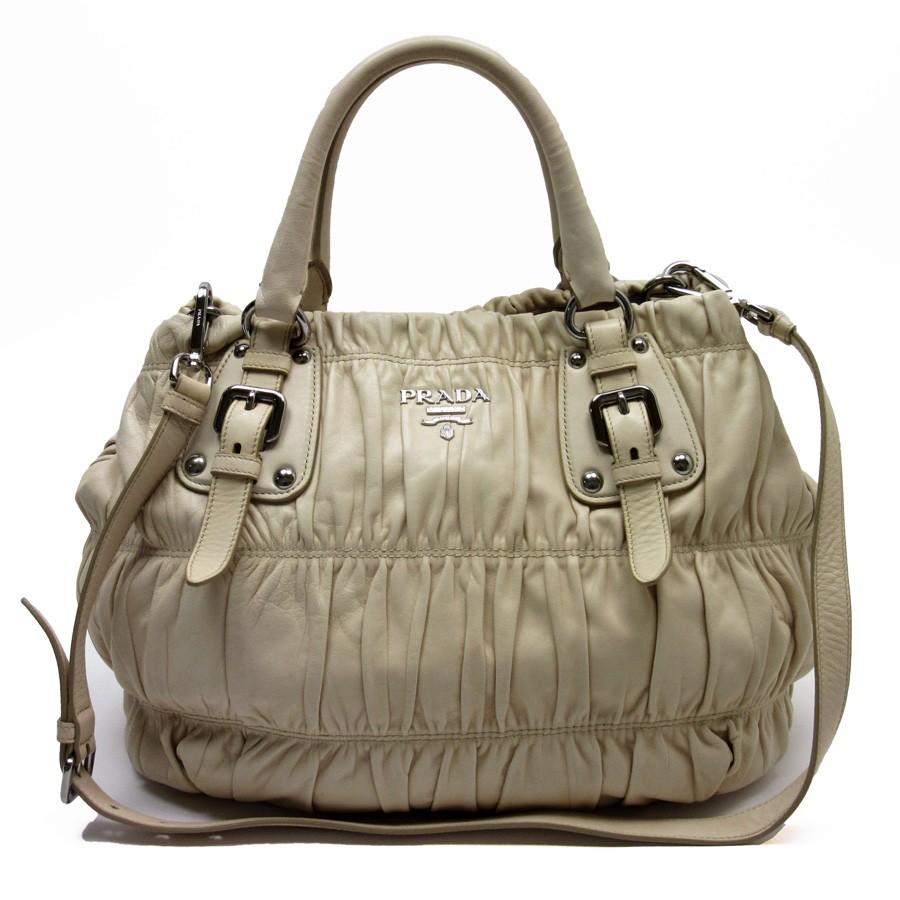 プラダ Prada ハンドバッグ ショルダーバッグ 2wayバッグ ギャザー レザー ベージュxシルバー 定番人気 N9087 ブランドバリュー 通販 Yahoo ショッピング