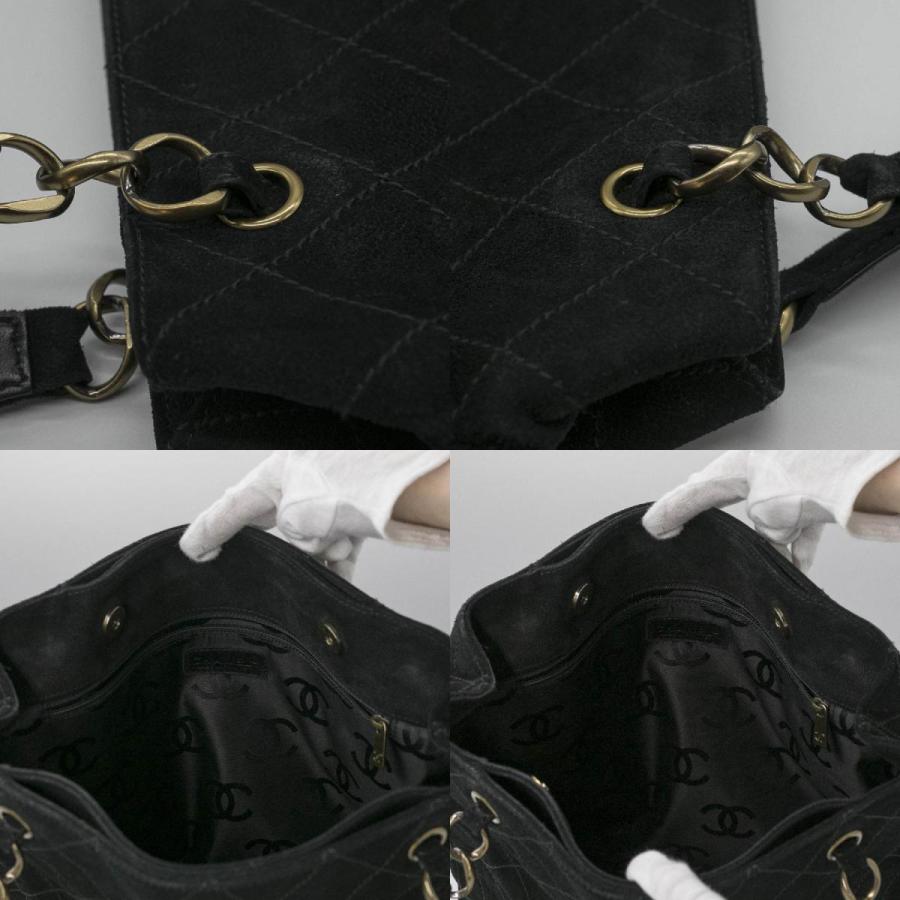 シャネル スエード ワイルドステッチ トートバッグ ショルダーバッグ 2wayハンドバッグ ワイルドステッチ ブラック/ヴィンテージ金具