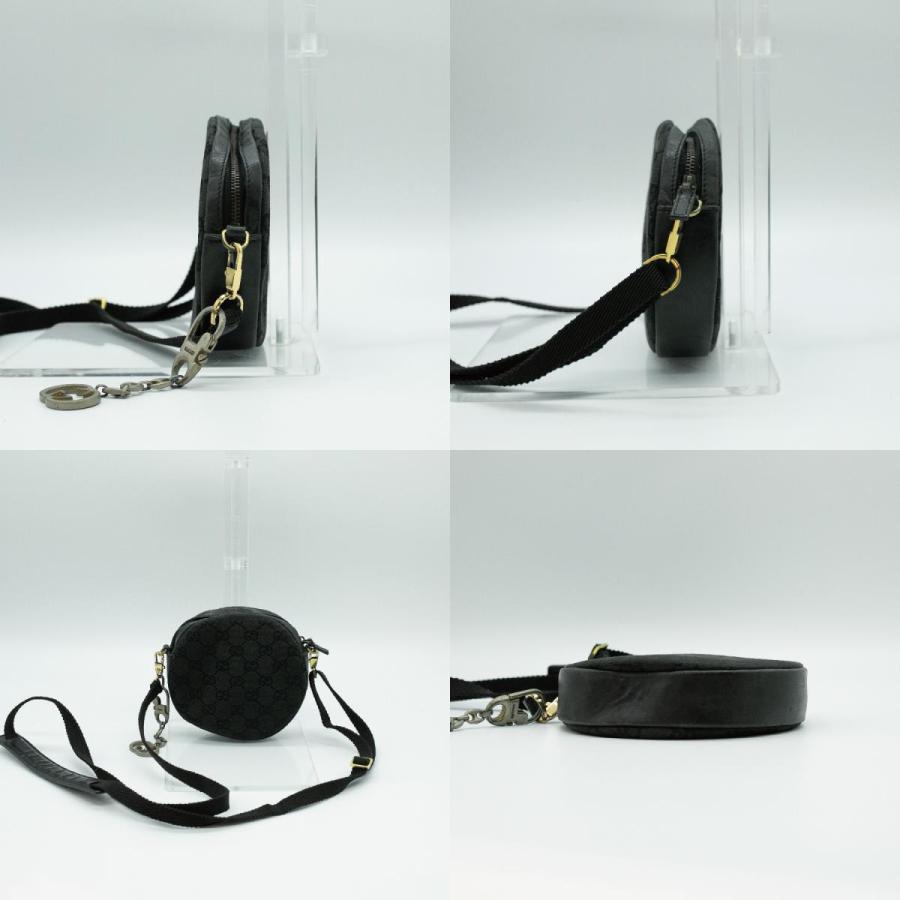 GUCCI グッチ ポーチ ショルダー GG ラウンド レザー ブラック