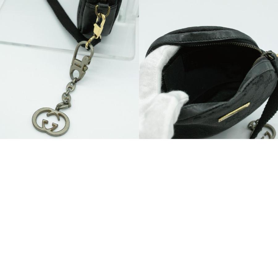 GUCCI グッチ ポーチ ショルダー GG ラウンド レザー ブラック