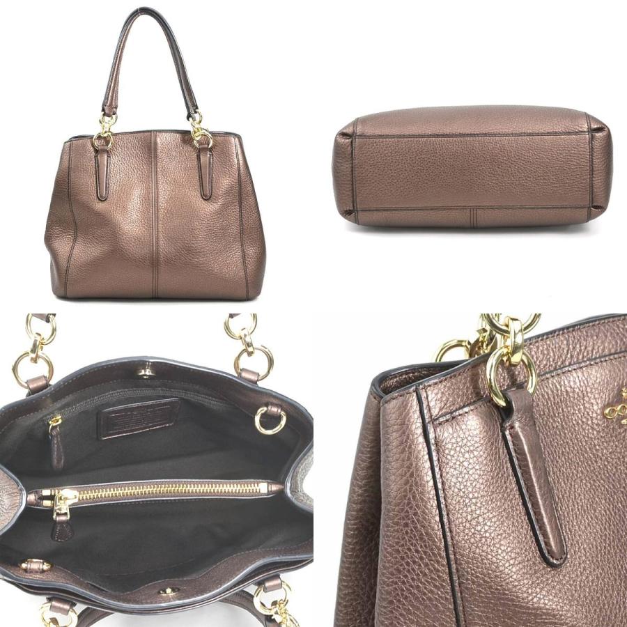 COACH ハンドバッグ メタリックブラウン レザー COACH（コーチ） ハンドバッグ ショルダーバッグ レザー メタリック