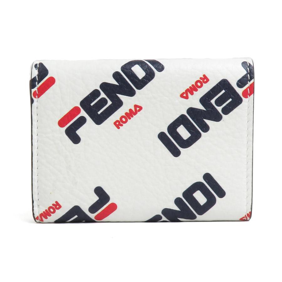 FENDI（フェンディ） 三つ折り財布 FILAコラボ レザー ホワイト系