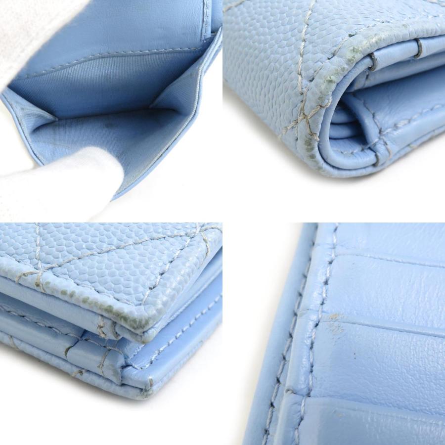 CHANEL 二つ折り財布 ネイビー レザー CHANEL シャネル ワイルドステッチ 二つ折り長財布 レザー