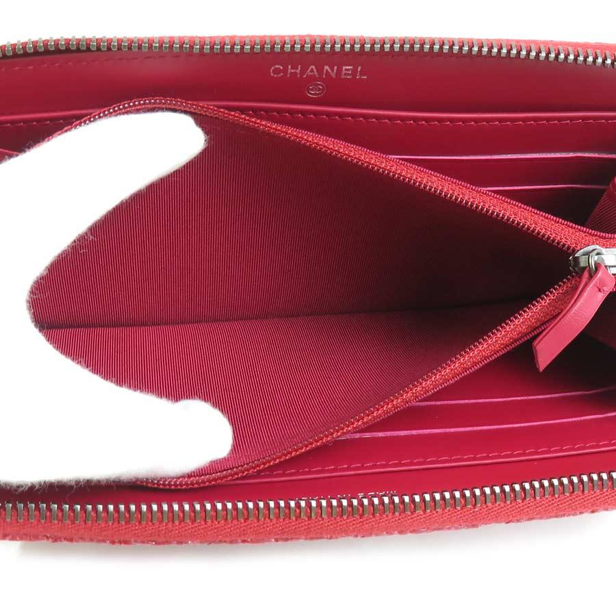 シャネル CHANEL ラウンドファスナー長財布 パテントレザー ピンク系 