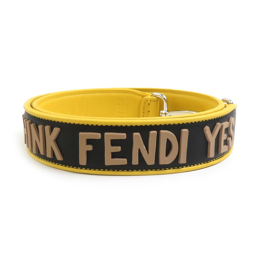 FENDI フェンディ ショルダーストラップ レザー イエロー系