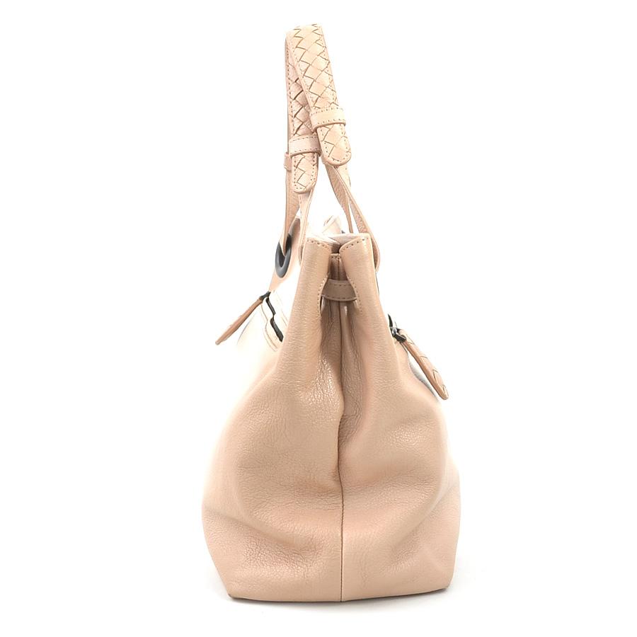 ボッテガヴェネタ BOTTEGAVENETA ハンドバッグ レザー ピンクベージュ