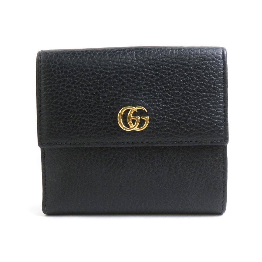 GUCCI グッチ 二つ折り財布 レザー ブラック : ブランドバリュー